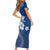 Hawaii Tapa Pattern With Navy Hibiscus Short Sleeve Bodycon Dress