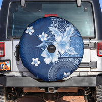 Hawaii Tapa Pattern With Navy Hibiscus Spare Tire Cover LT05 Navy - Polynesian Pride