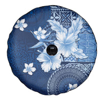 Hawaii Tapa Pattern With Navy Hibiscus Spare Tire Cover LT05 - Polynesian Pride