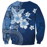 Hawaii Tapa Pattern With Navy Hibiscus Sweatshirt LT05 - Polynesian Pride