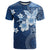 Hawaii Tapa Pattern With Navy Hibiscus T Shirt