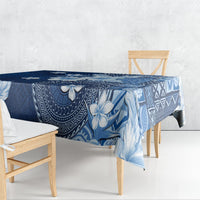 Hawaii Tapa Pattern With Navy Hibiscus Tablecloth LT05 - Polynesian Pride