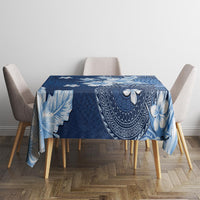 Hawaii Tapa Pattern With Navy Hibiscus Tablecloth LT05 - Polynesian Pride