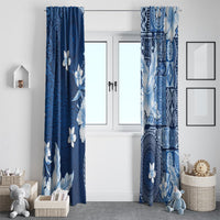 Hawaii Tapa Pattern With Navy Hibiscus Window Curtain LT05 - Polynesian Pride