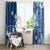 Hawaii Tapa Pattern With Navy Hibiscus Window Curtain