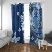 Hawaii Tapa Pattern With Navy Hibiscus Window Curtain LT05 With Grommets Navy - Polynesian Pride