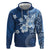Hawaii Tapa Pattern With Navy Hibiscus Zip Hoodie
