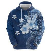 Hawaii Tapa Pattern With Navy Hibiscus Zip Hoodie