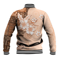 Hawaii Tapa Pattern With Brown Hibiscus Baseball Jacket LT05 - Polynesian Pride