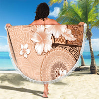 Hawaii Tapa Pattern With Brown Hibiscus Beach Blanket LT05 - Polynesian Pride