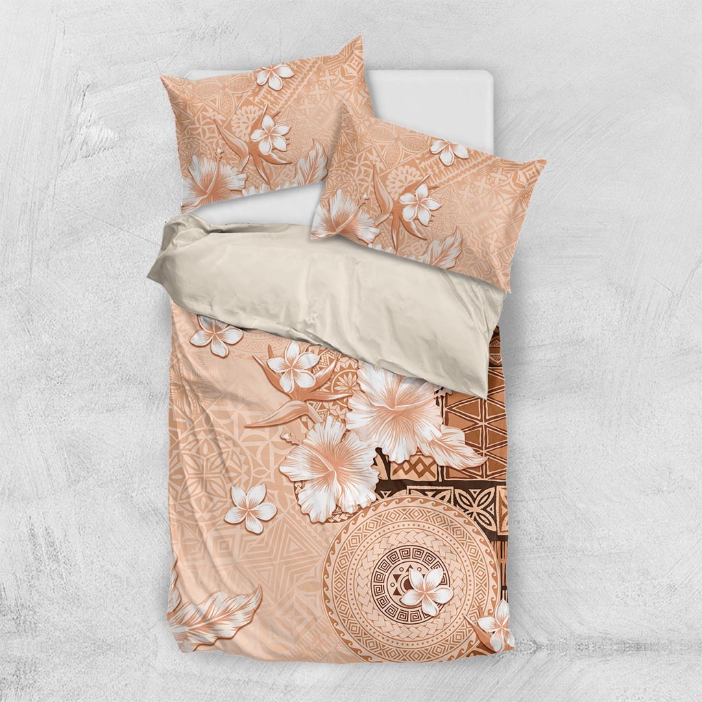 Hawaii Tapa Pattern With Brown Hibiscus Bedding Set LT05 US Twin 172cm x 218cm Brown - Polynesian Pride