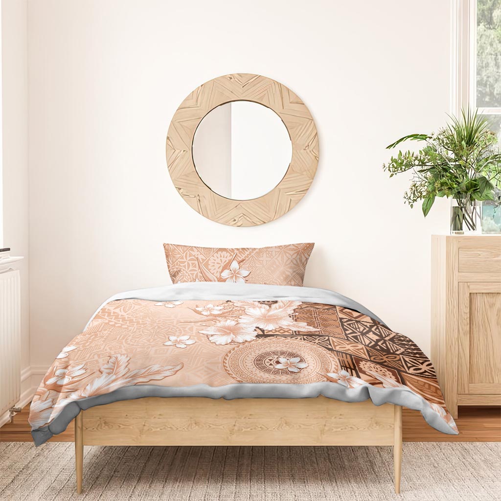 Hawaii Tapa Pattern With Brown Hibiscus Bedding Set LT05 - Polynesian Pride