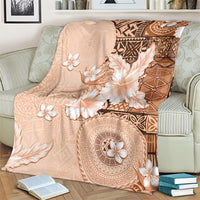 Hawaii Tapa Pattern With Brown Hibiscus Blanket LT05 - Polynesian Pride