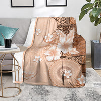 Hawaii Tapa Pattern With Brown Hibiscus Blanket LT05 - Polynesian Pride