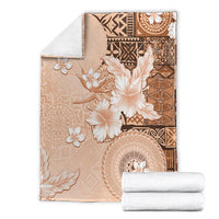 Hawaii Tapa Pattern With Brown Hibiscus Blanket LT05 - Polynesian Pride