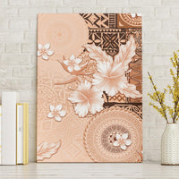 Hawaii Tapa Pattern With Brown Hibiscus Canvas Wall Art LT05 Without Frame Brown - Polynesian Pride