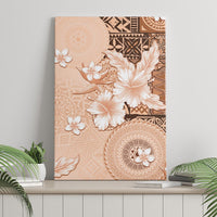 Hawaii Tapa Pattern With Brown Hibiscus Canvas Wall Art LT05 - Polynesian Pride