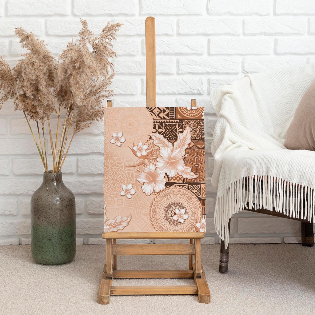 Hawaii Tapa Pattern With Brown Hibiscus Canvas Wall Art LT05 - Polynesian Pride