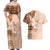 Hawaii Tapa Pattern With Brown Hibiscus Couples Matching Off Shoulder Maxi Dress and Hawaiian Shirt