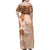 Hawaii Tapa Pattern With Brown Hibiscus Family Matching Off Shoulder Maxi Dress and Hawaiian Shirt