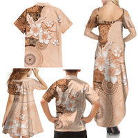 Hawaii Tapa Pattern With Brown Hibiscus Family Matching Summer Maxi Dress and Hawaiian Shirt LT05 - Polynesian Pride