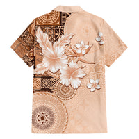Hawaii Tapa Pattern With Brown Hibiscus Family Matching Summer Maxi Dress and Hawaiian Shirt LT05 - Polynesian Pride