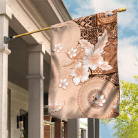 Hawaii Tapa Pattern With Brown Hibiscus Garden Flag LT05 House Flag Brown - Polynesian Pride