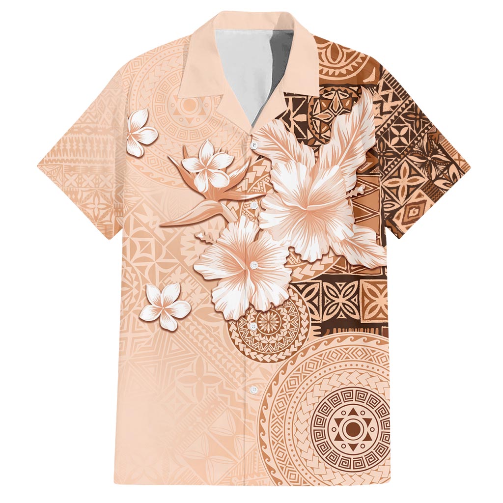 Hawaii Tapa Pattern With Brown Hibiscus Hawaiian Shirt