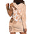 Hawaii Tapa Pattern With Brown Hibiscus Hoodie Dress