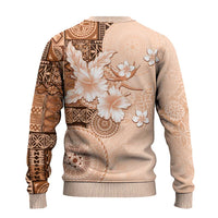 Hawaii Tapa Pattern With Brown Hibiscus Ugly Christmas Sweater