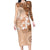 Hawaii Tapa Pattern With Brown Hibiscus Long Sleeve Bodycon Dress