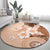 Hawaii Tapa Pattern With Brown Hibiscus Round Carpet