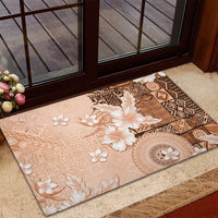 Hawaii Tapa Pattern With Brown Hibiscus Rubber Doormat LT05 - Polynesian Pride