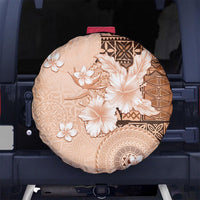 Hawaii Tapa Pattern With Brown Hibiscus Spare Tire Cover LT05 - Polynesian Pride