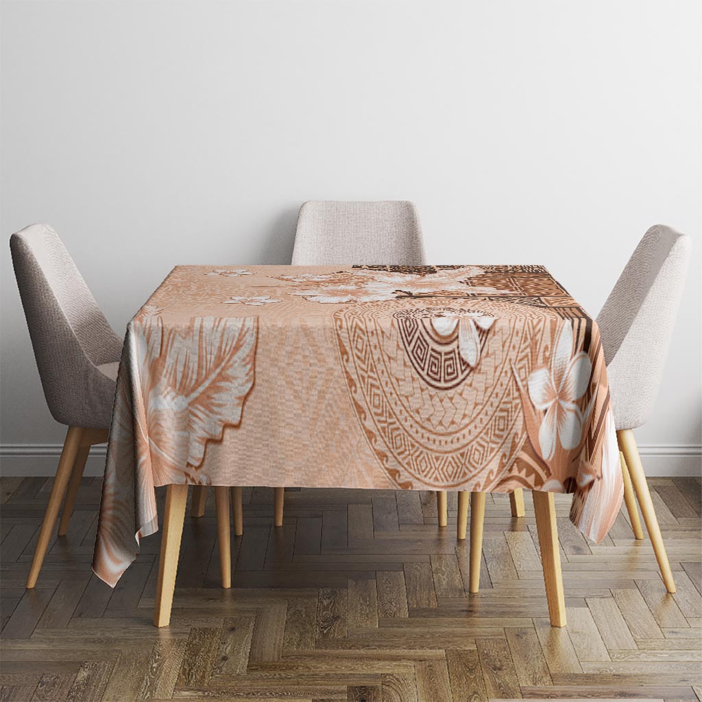 Hawaii Tapa Pattern With Brown Hibiscus Tablecloth LT05 - Polynesian Pride