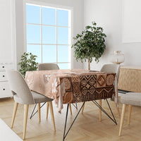 Hawaii Tapa Pattern With Brown Hibiscus Tablecloth LT05 - Polynesian Pride