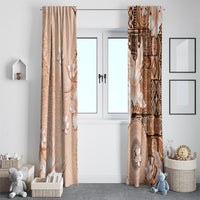 Hawaii Tapa Pattern With Brown Hibiscus Window Curtain LT05 - Polynesian Pride