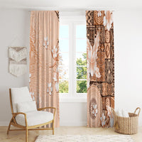 Hawaii Tapa Pattern With Brown Hibiscus Window Curtain LT05 - Polynesian Pride