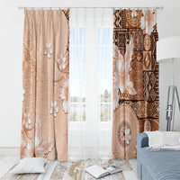 Hawaii Tapa Pattern With Brown Hibiscus Window Curtain LT05 - Polynesian Pride