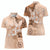 Hawaii Tapa Pattern With Brown Hibiscus Women Polo Shirt