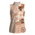 Hawaii Tapa Pattern With Brown Hibiscus Women Sleeveless Polo Shirt