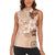 Hawaii Tapa Pattern With Brown Hibiscus Women Sleeveless Polo Shirt