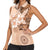 Hawaii Tapa Pattern With Brown Hibiscus Women Sleeveless Polo Shirt