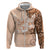 Hawaii Tapa Pattern With Brown Hibiscus Zip Hoodie