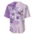 Hawaii Tapa Pattern With Violet Hibiscus Baseball Jersey