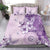 Hawaii Tapa Pattern With Violet Hibiscus Bedding Set