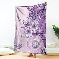 Hawaii Tapa Pattern With Violet Hibiscus Blanket LT05 - Polynesian Pride
