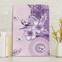 Hawaii Tapa Pattern With Violet Hibiscus Canvas Wall Art LT05 Without Frame Violet - Polynesian Pride