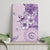 Hawaii Tapa Pattern With Violet Hibiscus Canvas Wall Art