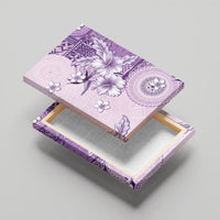 Hawaii Tapa Pattern With Violet Hibiscus Canvas Wall Art LT05 - Polynesian Pride